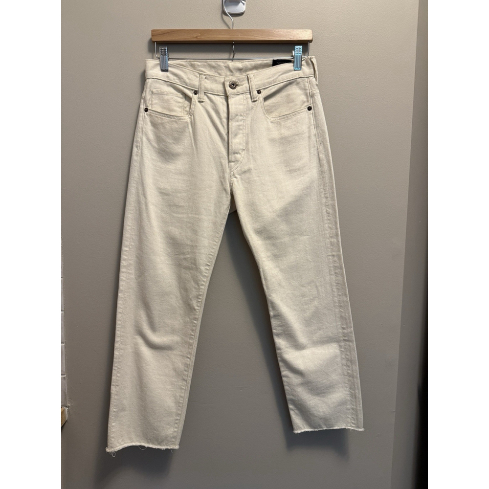 Vince Jeans Union Slouch Straight-leg In Natural Cream‎ Raw Cuffs Size 26 NWOT
